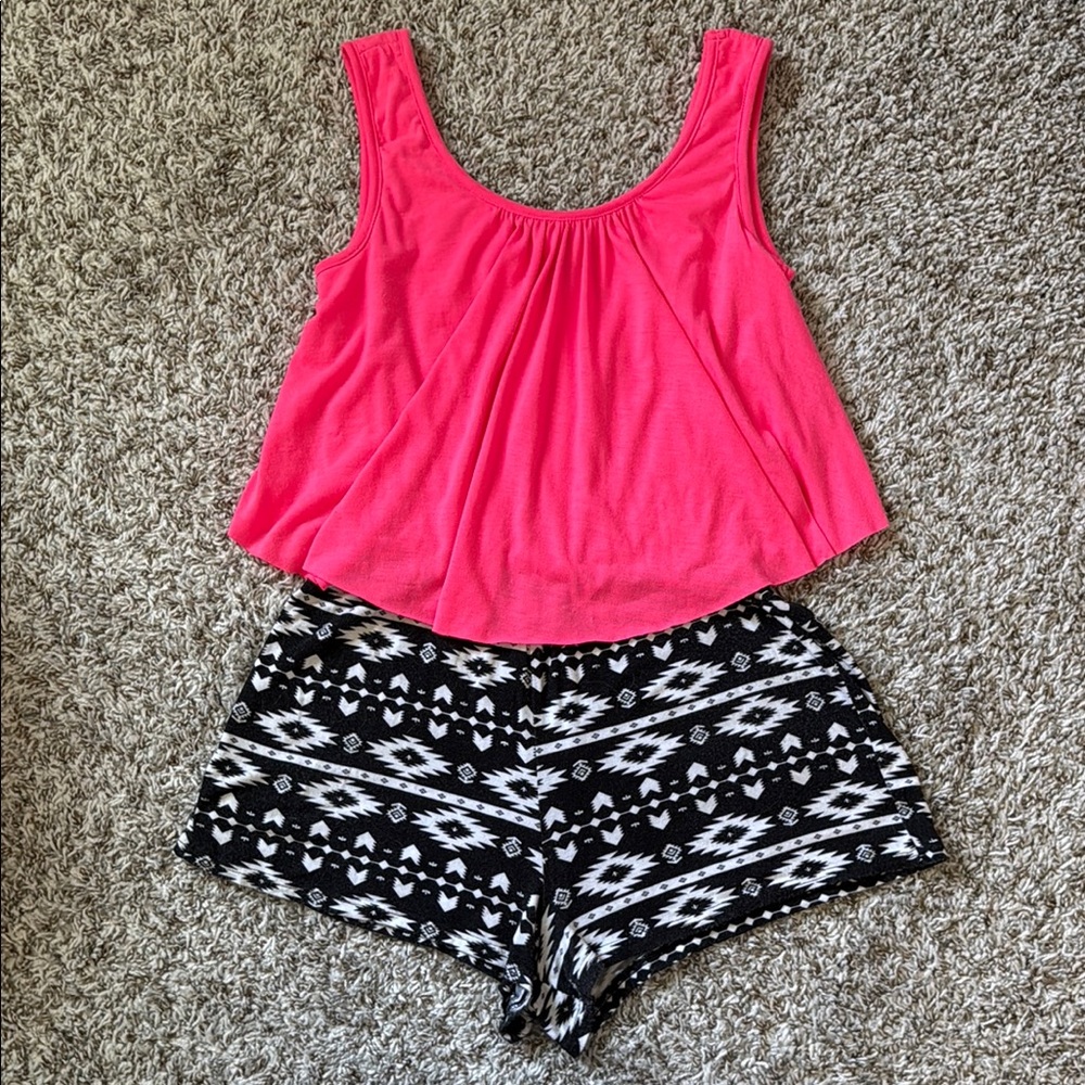 Pink and Black Romper
